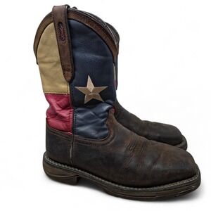 Durango Rebel Texas Flag Boots Men's 8.5 M Square Toe Western Safety Toe DB021